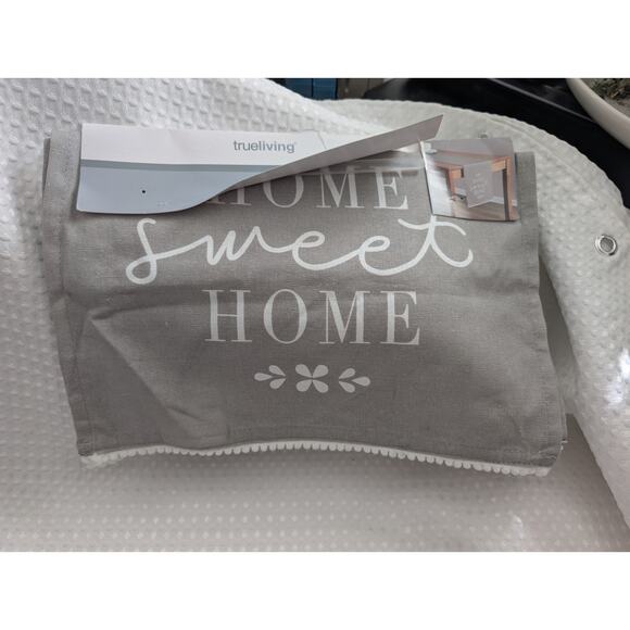 NWT! TRUE LIVING! GRAY & WHITE TABLE RUNNER, "HOME SWEET HOME!" 13" X 68" - Picture 2 of 9